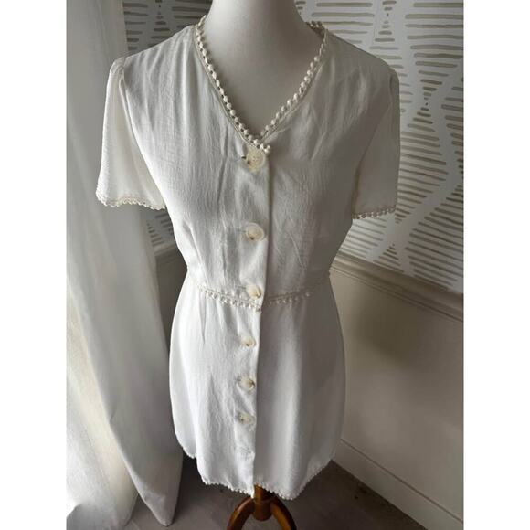 Nicole Miller Women’s Size 4 Small White/Ivory Button Up Breezy Mini Dress - Picture 5 of 5